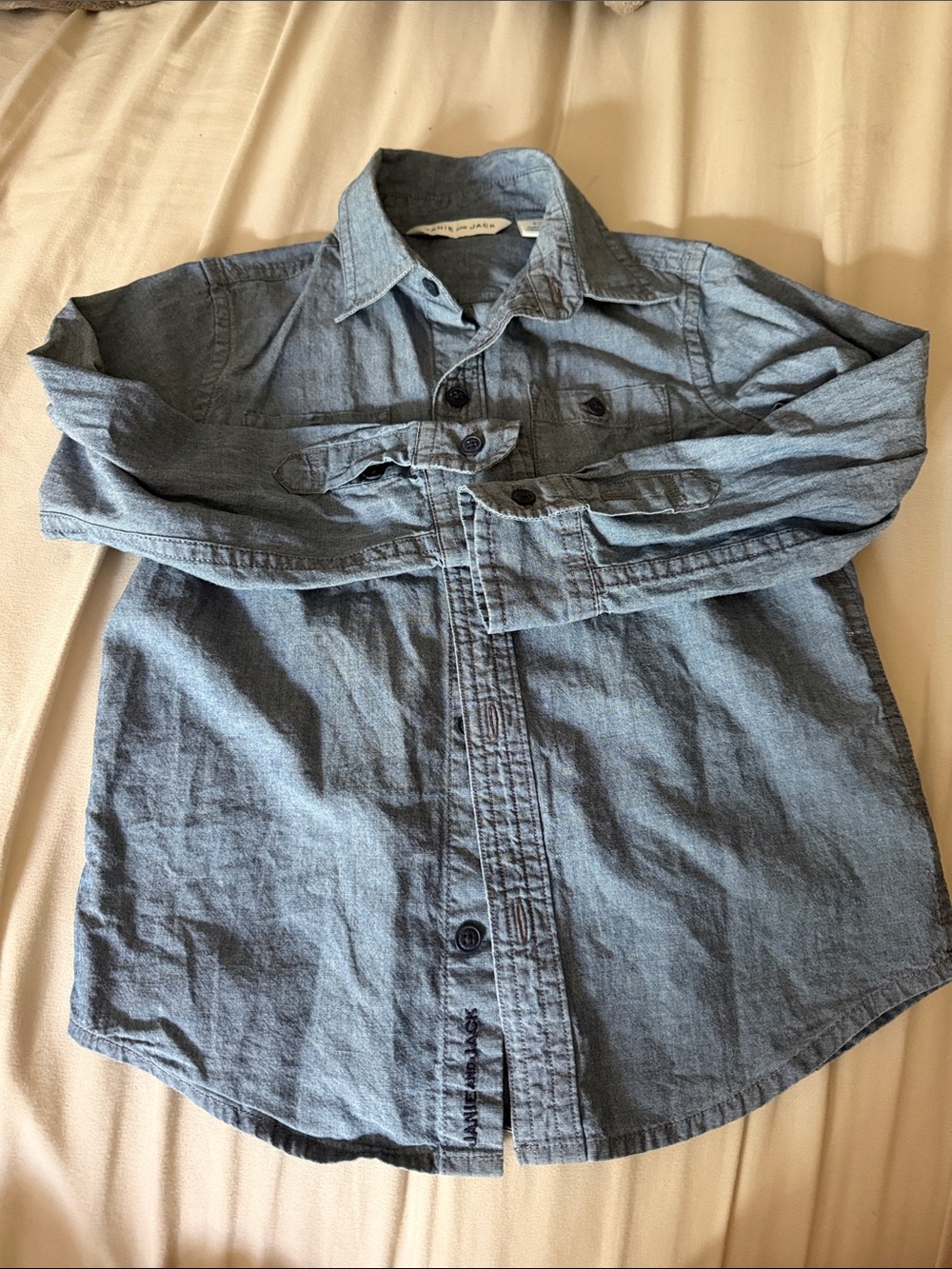 Janie and Jack Chambray Blue Button-Front Shirt